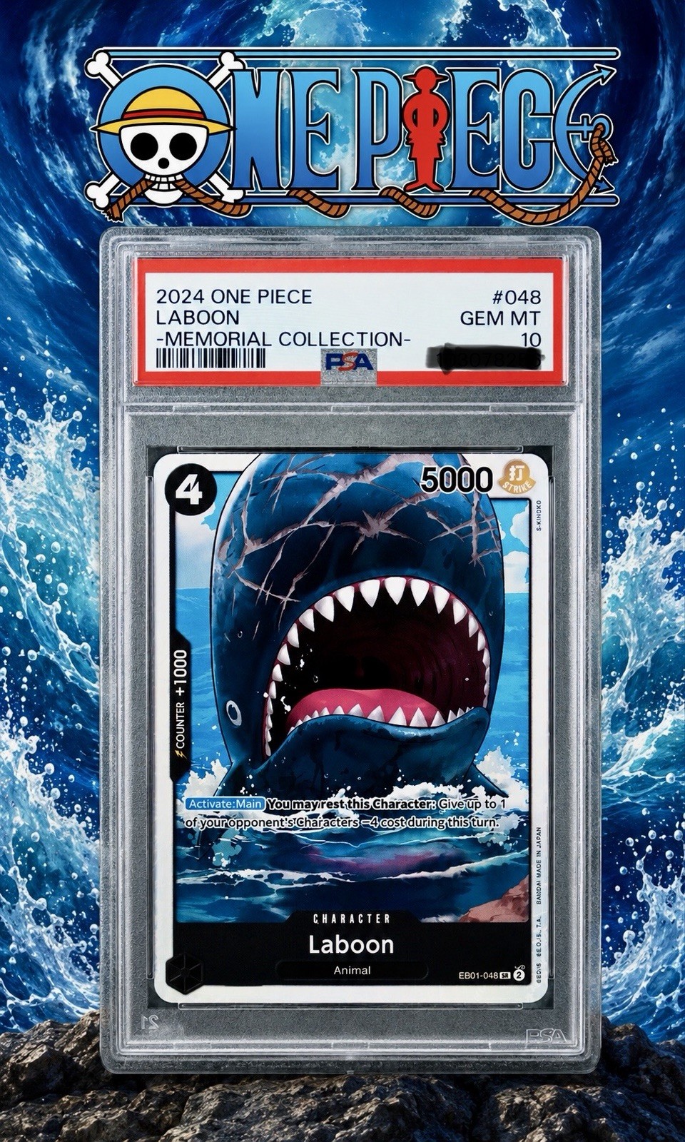 Bandai Laboon EB01-048 2024 One Piece Memorial Collection Super Rare Foil PSA 10