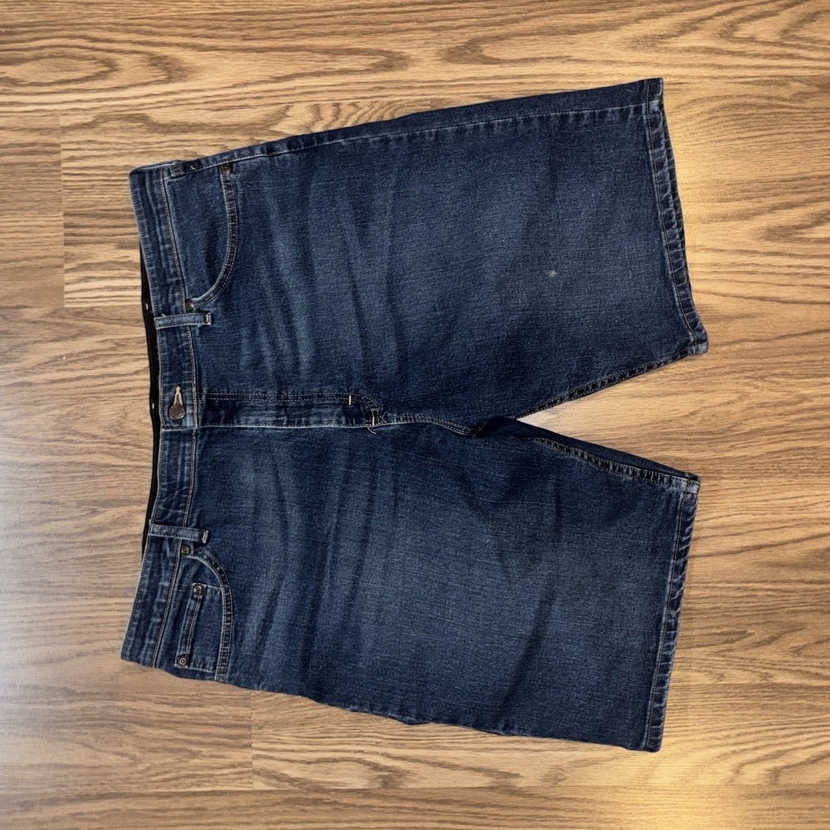 's Dark Blue Denim Jean Shorts Regular Fit 5-pocket Button Closure