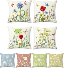 Spring Floral Pillow Covers 18X18 Set of 4 Flower Farmhouse Garden Pat