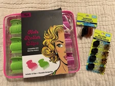 Hair Roller Clips (12) Compatible Most Rollers Reusable Zip Bag Hair Ties/clips