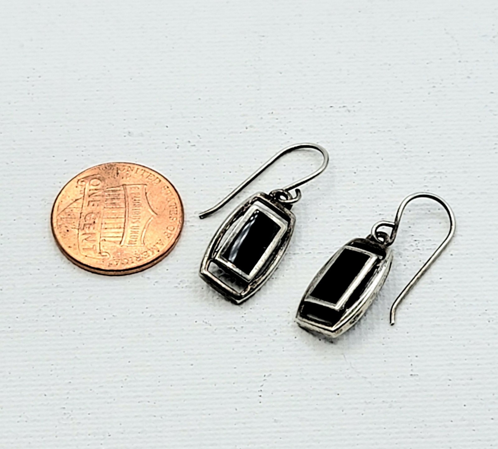 Sterling Silver Black Onyx Rectangular Dangle Dro… - image 11