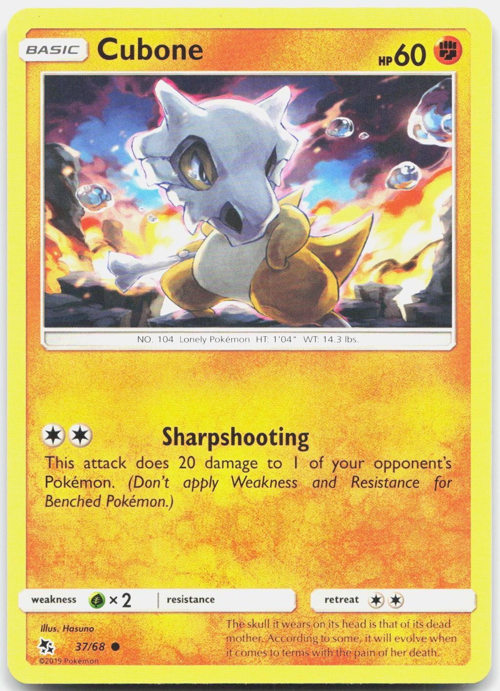 Cubone 37/68 Common Hidden Fates Pokemon Lightly Played