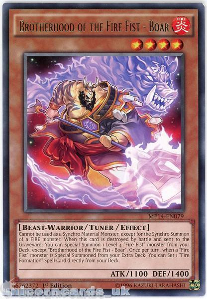 MP14-EN079 Brotherhood of the Fire Fist - Boar Rare 1st Edition Mint YuGiOh Card