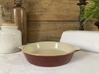 925⚜️ Ancien Plat à Four Terrine Rond en Terre Cuite Émaillée Marron Diam 19 Cm