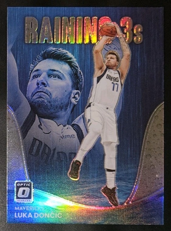 Luka Doncic 2022-23 Donruss Optic RAINING 3S SILVER PRIZM Insert Card (no.7)