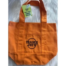 Trick or Treat Trader Joe's Mini Halloween Orange Canvas Tote Bag New