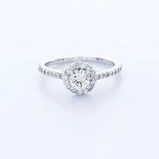 Side Stone Engagement Ring Halo 14K Gold 1.52 CT Round Lab-Grown Diamond E VS1