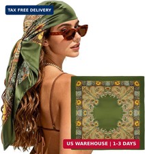 Large Square Head Scarf Bandana - 35" Satin Hair Scarf for Women Like Silk Scarf