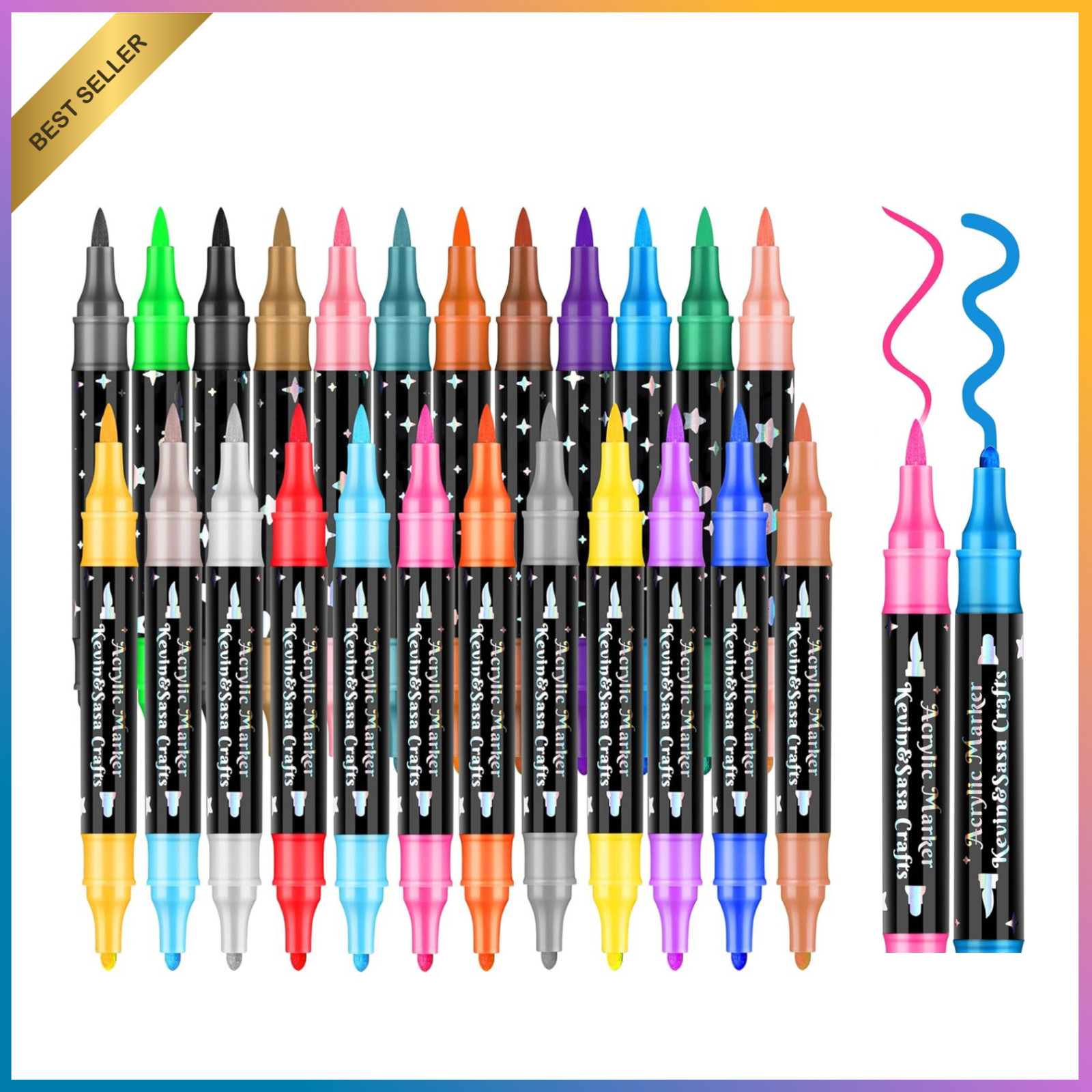 24 COLORS DUAL TIP ACRYLIC PAINT MARKER PENS SET Painting Canvas Art Supplies