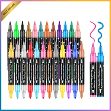 24 COLORS DUAL TIP ACRYLIC PAINT MARKER PENS SET Painting Canvas Art Supplies