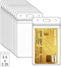 100 Pcs Clear Plastic Vertical Name Badge ID Card Holders