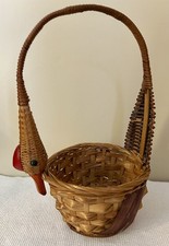 Vintage Natural Wicker Rattan Goose/ Swan Basket Farmhouse Country Cottage decor
