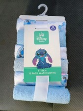 Disney Lilo Stitch 12 Pack Washcloths Bath Baby Infant Blue White NEW NIP