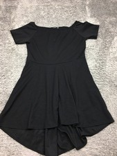 Boohoo Dress Womens Size 16 Black Boat Neck Short Sleeve A-Line