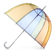 Transparent Rain Umbrella with Bubble Handle and Rainbow Design