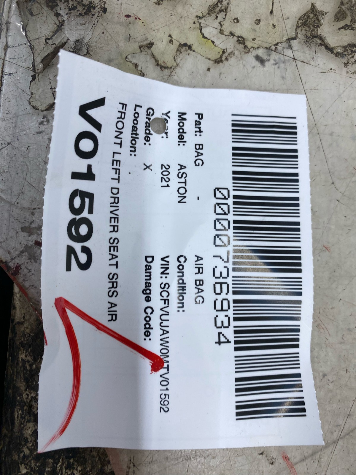 2020-2024 ASTON MARTIN DBX OEM FRONT LEFT DRIVER SEAT AIR SRS BAG FD33-611D10-AC
