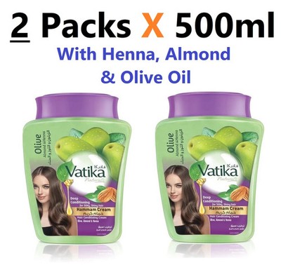 Vatika Hair Conditioning Hammam Cream With Henna,Almond&Olive Oil (2PacksX500ml)