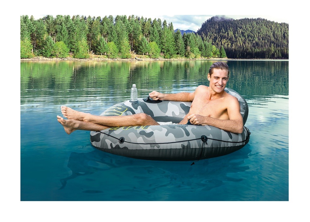 Intex 56835EP River Run 1 Inflatable Floating Lake Tube Gray Camo