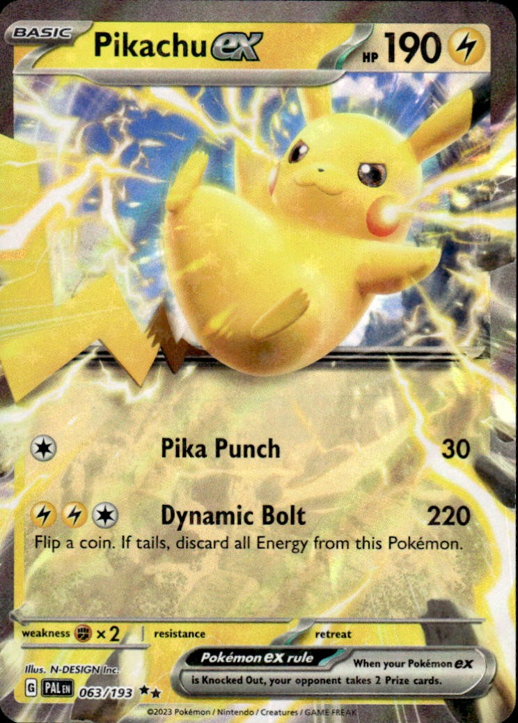 Pikachu ex 063/193 Double Rare Paldea Evolved Holo Near Mint