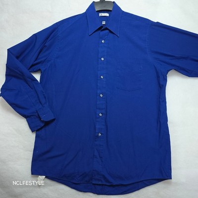 Arrow Mens Royal Blue Easy Care Dress Shirt Large 16 34/35 Super Broadcloth L/S