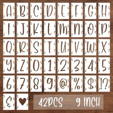 BAMIDELE 9 Inch Alphabet Letter Stencils, 42 Pcs Reusable Plastic Letters Num...