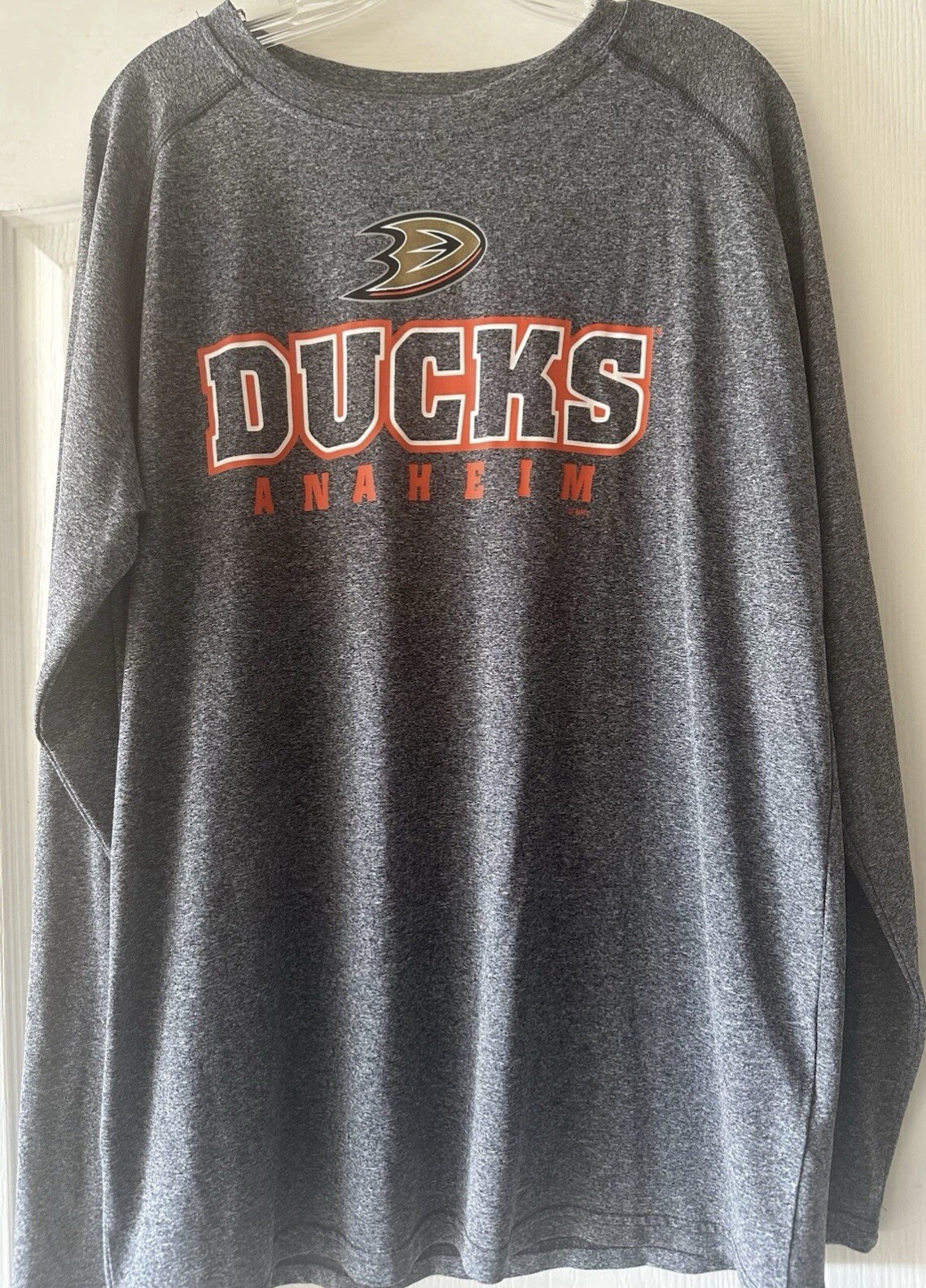 (lot of 2) nhl anaheim ducks bundle, 2 adult large hockey shirts.