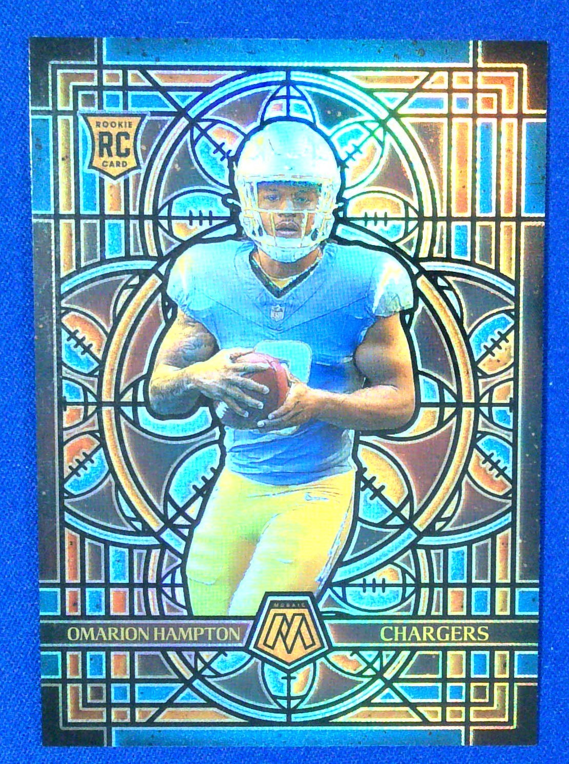 2025 Panini Mosaic Football Omarion Hampton Stained Glass Rookie Card #15 SP
