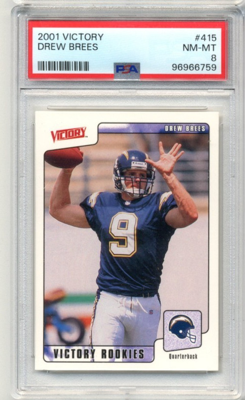 2001 -Drew Brees- PSA 8 Upper Deck Victory Rookie Football Card #415 Saints