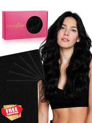 Wennalife Genius Tape Hair Extensions 18 Inch Jet Black
