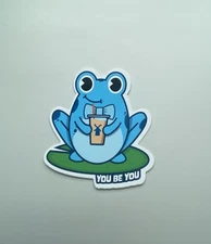 Dutch Bros You Be You Light Blue Frog with Bow Tie Sticker 2024 Collectable