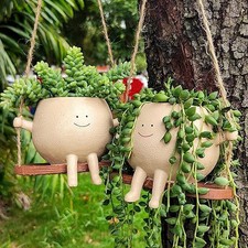Cute Swing Jar Small Flower Pot Outdoor Courtyard Decoration Small Pendant
