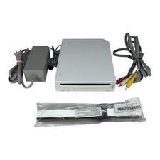 White Nintendo Wii RVL-001 w/ Power Supply RCA Sensor Bar No Controllers Tested