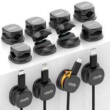12 Pack Rotatable Spring Cable Clips, Adhesive Cord Organizer 12, Black