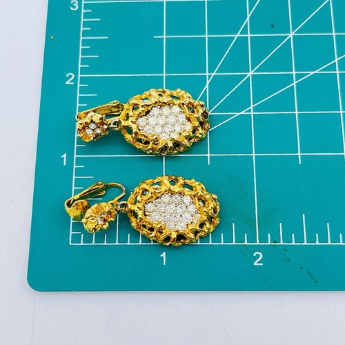 Vintage Brutalist Nugget Jewelry Set Brooch Clip On Earrings - Picture 8 of 9