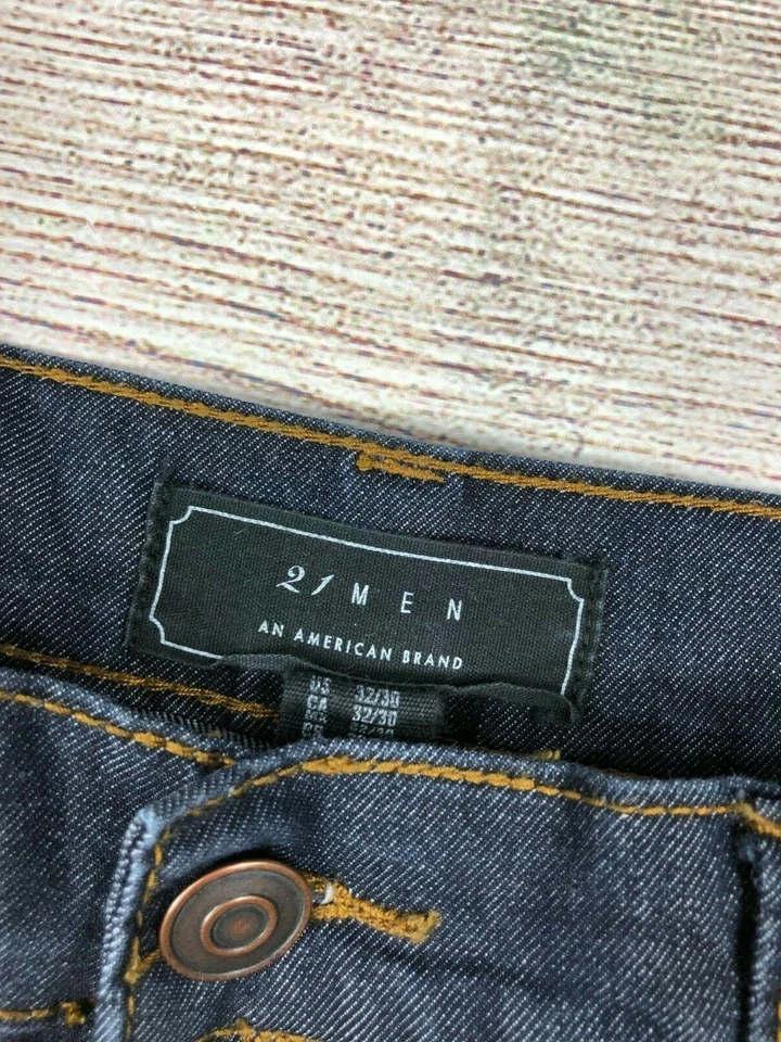 21 Мужчины темно стирка джинсовой ткани джинсы размер 32 32 X 30 эластичной прямые штанины O11 - Изображение 4 из 4