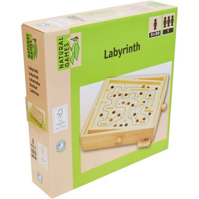 Classic Games Holz Labyrinth, Geschlicklichkeitsspiel, ca. 30x25,5 cm, für einen