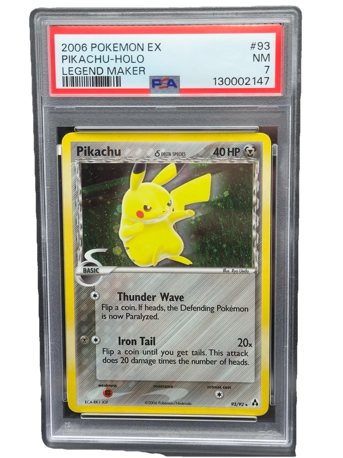 2006 Pokemon Ex Legend Maker Delta Species Secret Rare #93 Pikachu Holo PSA 7