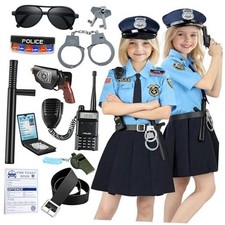 Police Costume for Girls, Police Officer Costume for Kids with T4- 3 Year