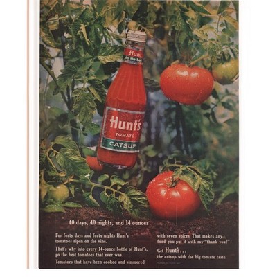 Hunts Tomato Catsup / Pittsburgh Plate Glass Magazine Advertisement Vintage