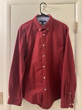 Tommy Hilfiger Men's Red Button-Down Shirt Size L Casual Custom Fit