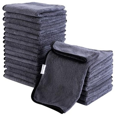  24 Pack Soft Washcloths Set - 12 x 12 Washcloths (Pack of 24) Dark Grey