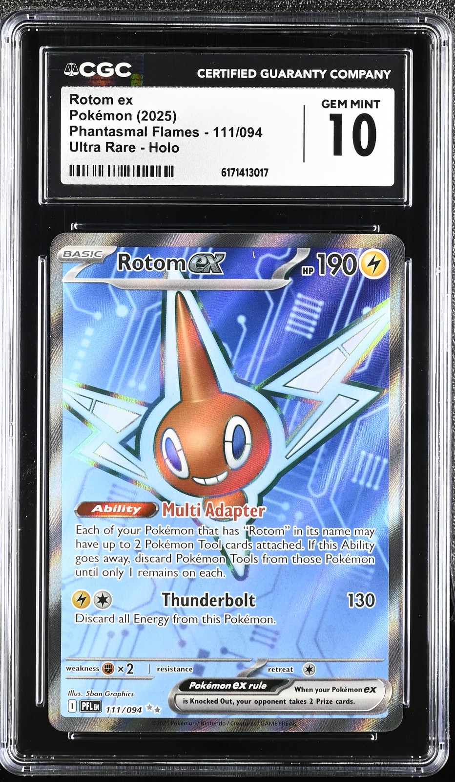 2025 Phantasmal Flames Pokemon Rotom ex CGC 10 111/094