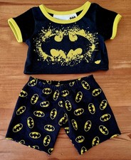 Build A Bear Batman Black and Yellow Top and Shorts Pyjamas DC Comics BAB