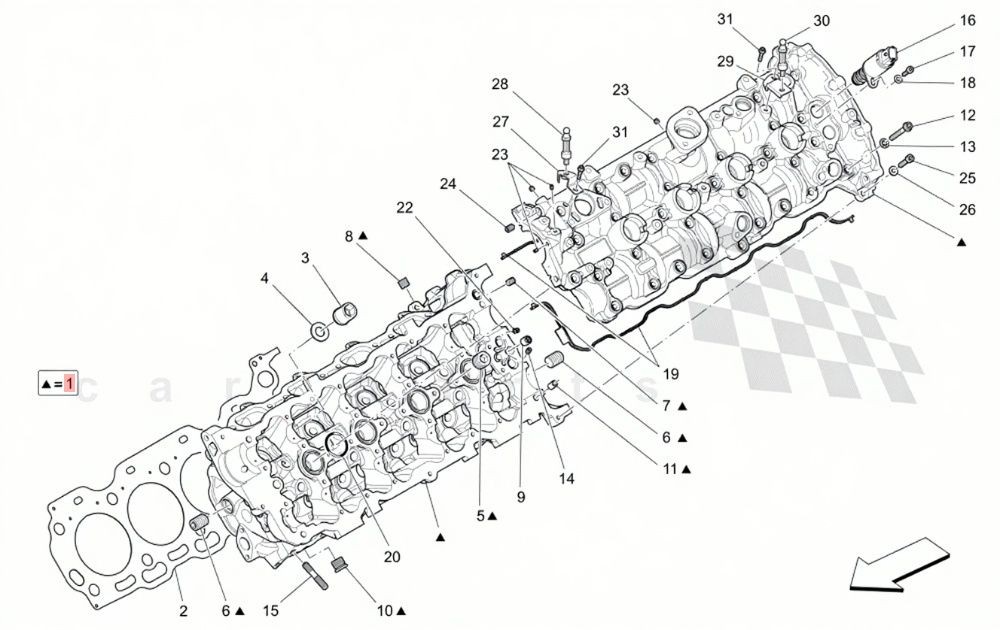 13-19 MASERATI QUATTROPORTE GTS 3.8L V8 ENGINE LEFT CYLINDER HEAD ASSEMBLY OEM