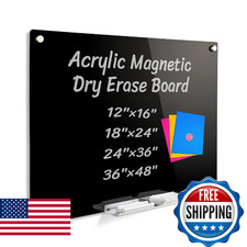 Acrylic Black Magnetic Dry Erase Board for Wall, White Board12 x16 ,Frameless Ma