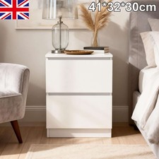 Bedside 2 Drawer Storage Cabinet White Chest of Drawers Side Table Shelf Bedroom