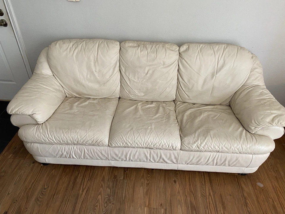 Juego de Sofá 3 Piezas Cuero Color Beige Disponible Moderno Salón Reducido $100 Foto 4 de 4