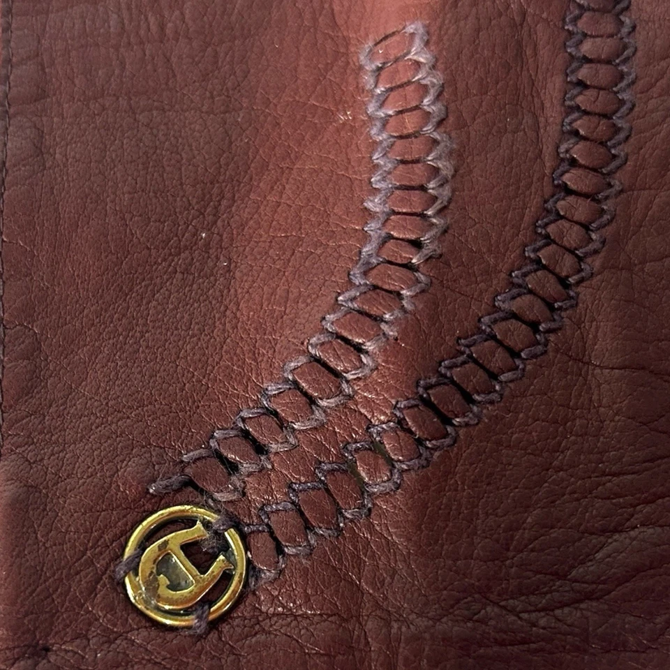 Etienne Aigner Maroon Oxblood Vintage Leather Suede Gloves Size 7 Made in Italy - Image 3 of 4