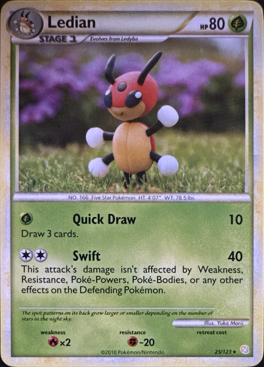 Ledian 25/123 Rare HeartGold & SoulSilver Pokemon Lightly Played