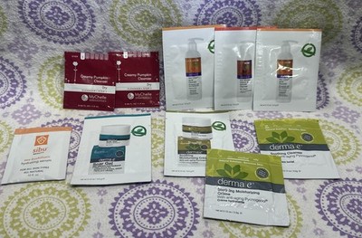 Lot Of 10 Face Care Sample Products, Derma E, Sibu, Mychelle